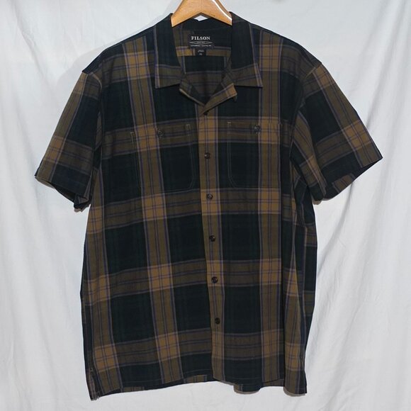 Filson Men's Rustic SS Camp Shirt - Gold Tan Navy -Sz XXL* - Picture 1 of 4